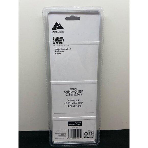 Ozark Trail Reusable Straws & Brush Set 5 Pieces BPA-Free Stainless Steel - Picture 2 of 3